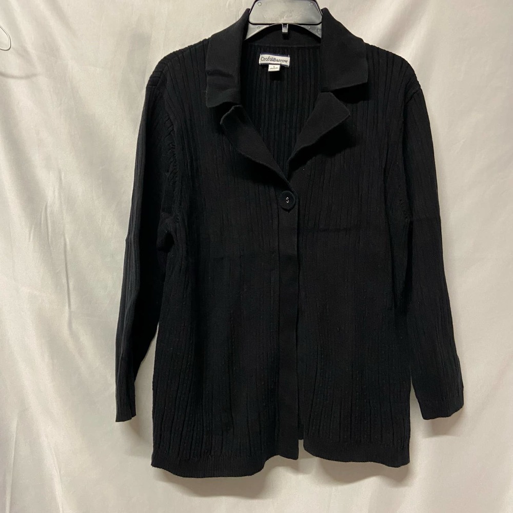 Croft & Barrow Sweater Jacket Size Large Ribbed
